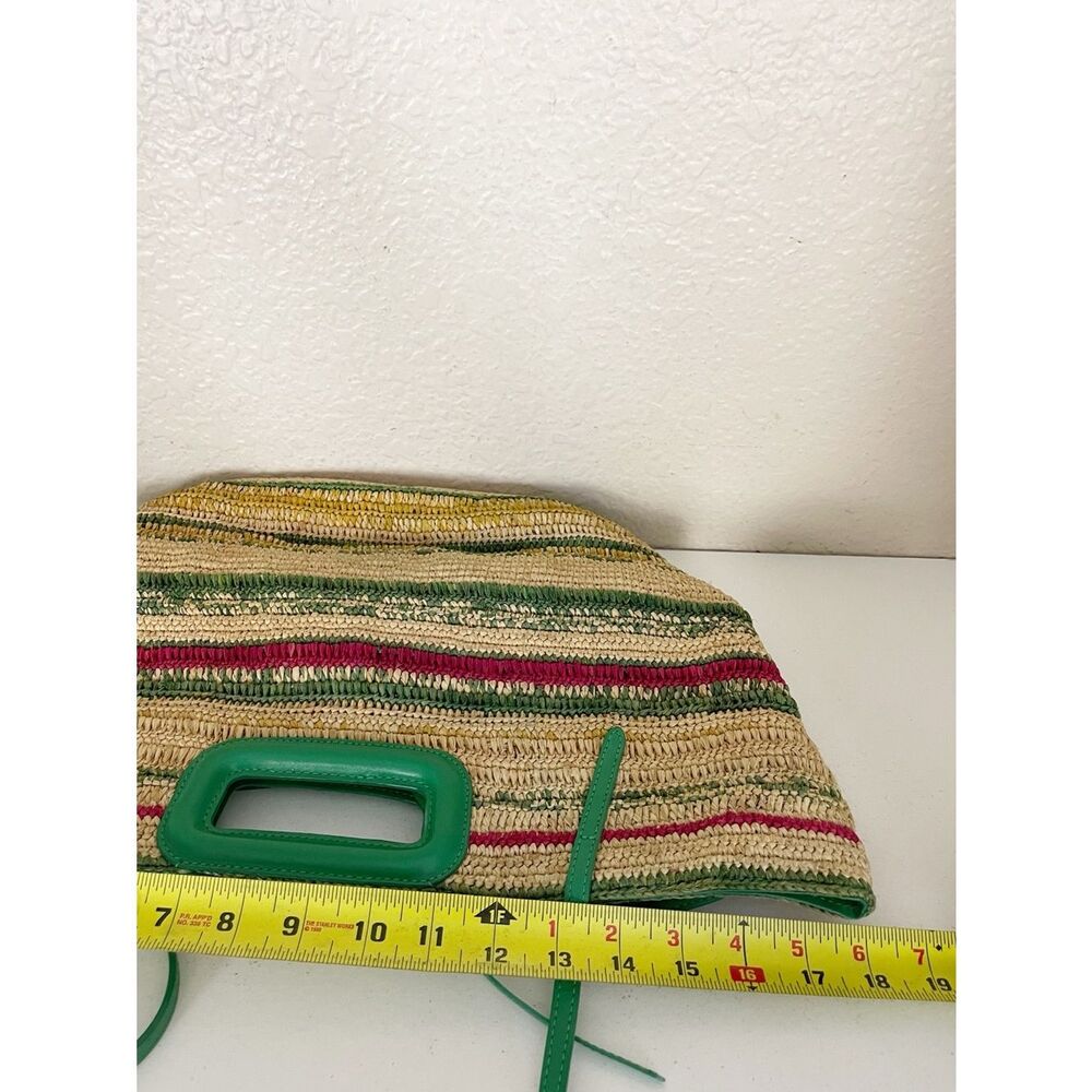 Maje Striped Raffia Basket Bag in the "Casino Green" Summer Stripe Beach Bag - Picture 12 of 13